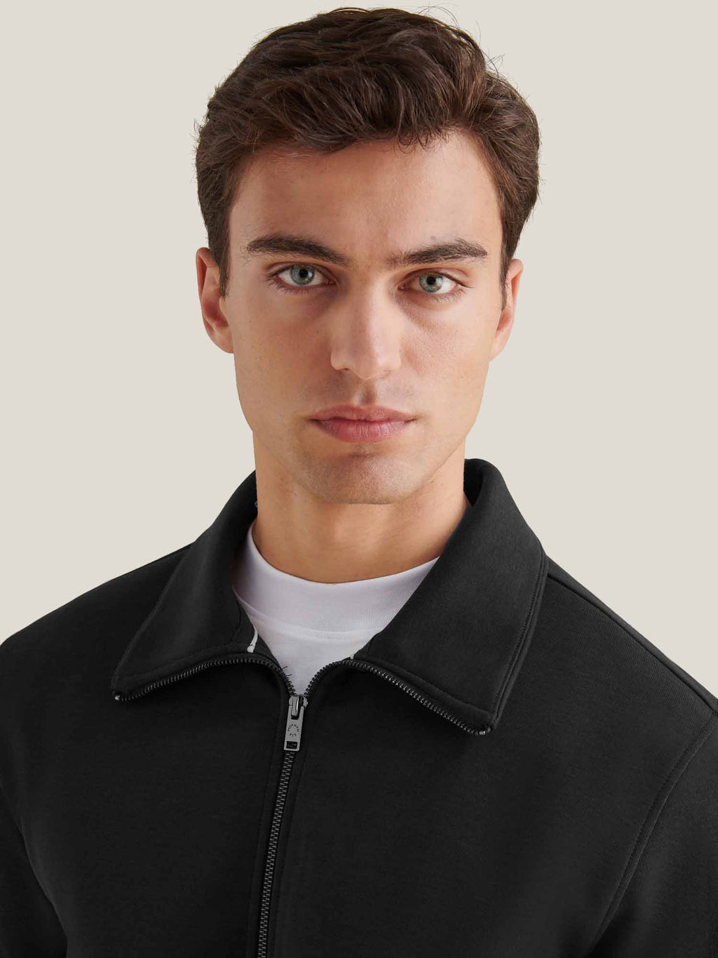 Black Interlock Zip Funnel Sweatshirt for Casual Wear