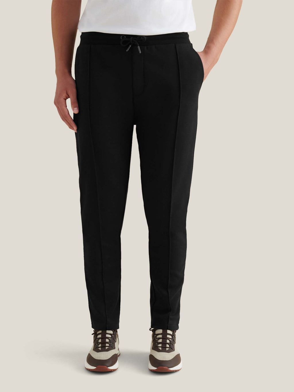 Black Jersey Interlock Jogger Pants for Casual Wear and Comfort