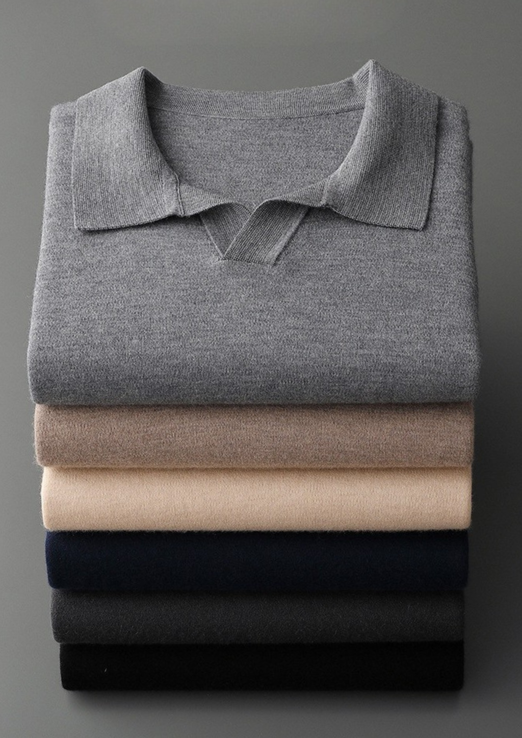 Cashmere Polo Sweater - Buttonless Design for Casual Wear - 100% Cashmere