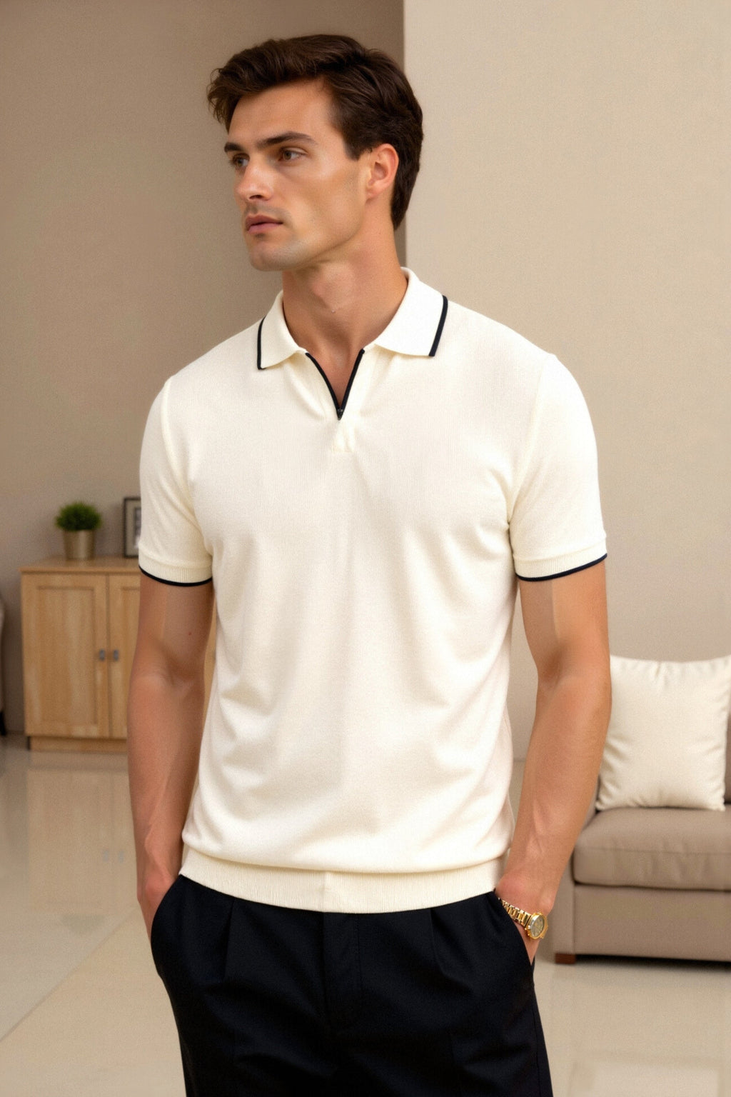 Contrast Slim Fit Polo Shirt - Soft Cotton Blend - Casual Wear - Available in Multiple Colors