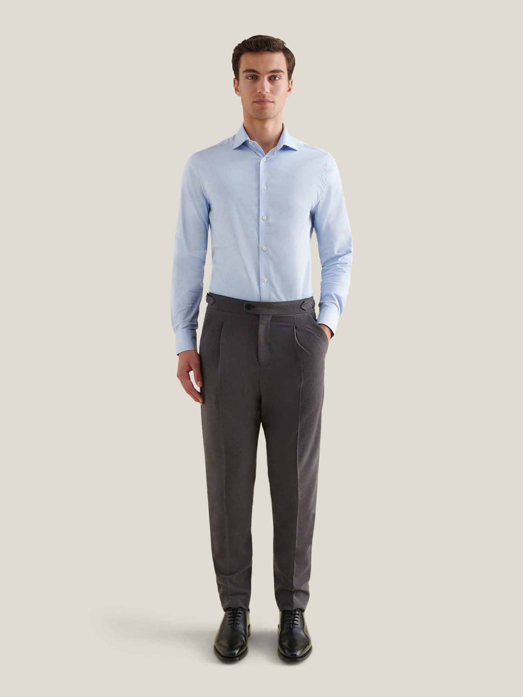 Cutaway Collar Shirt for Men in Blue Blizzard - Cotton Casual Wear