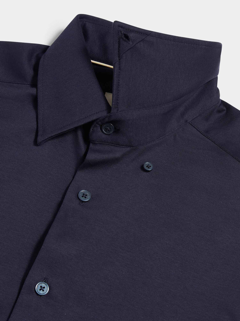 Dark Sapphire Navy Jersey Hidden-Button Shirt for Casual Wear