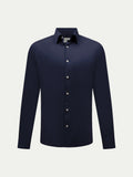 Dark Sapphire Navy Jersey Hidden-Button Shirt for Casual Wear