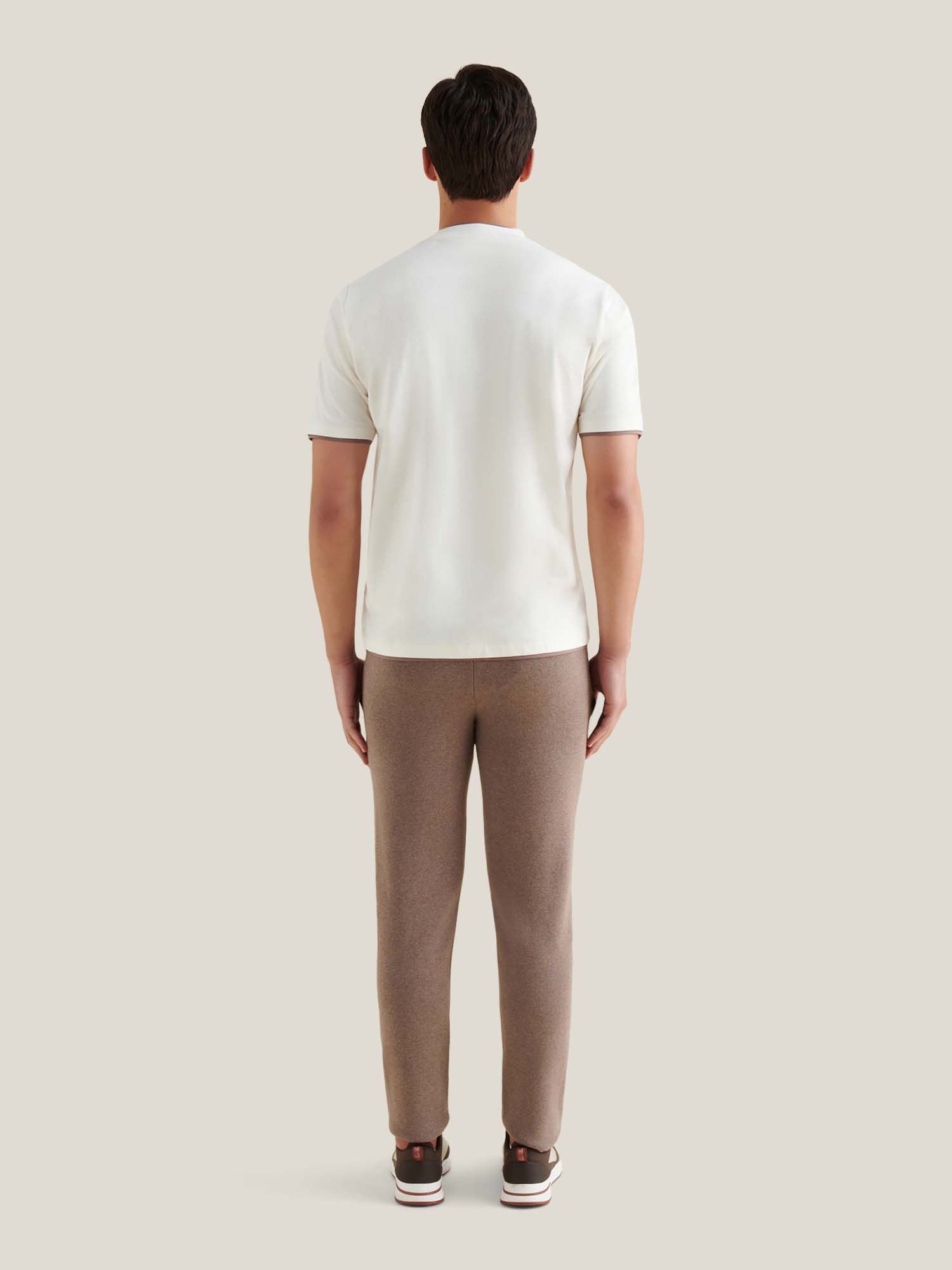 Double Layer T-Shirt in Egret - Soft Cotton Blend for Casual Wear