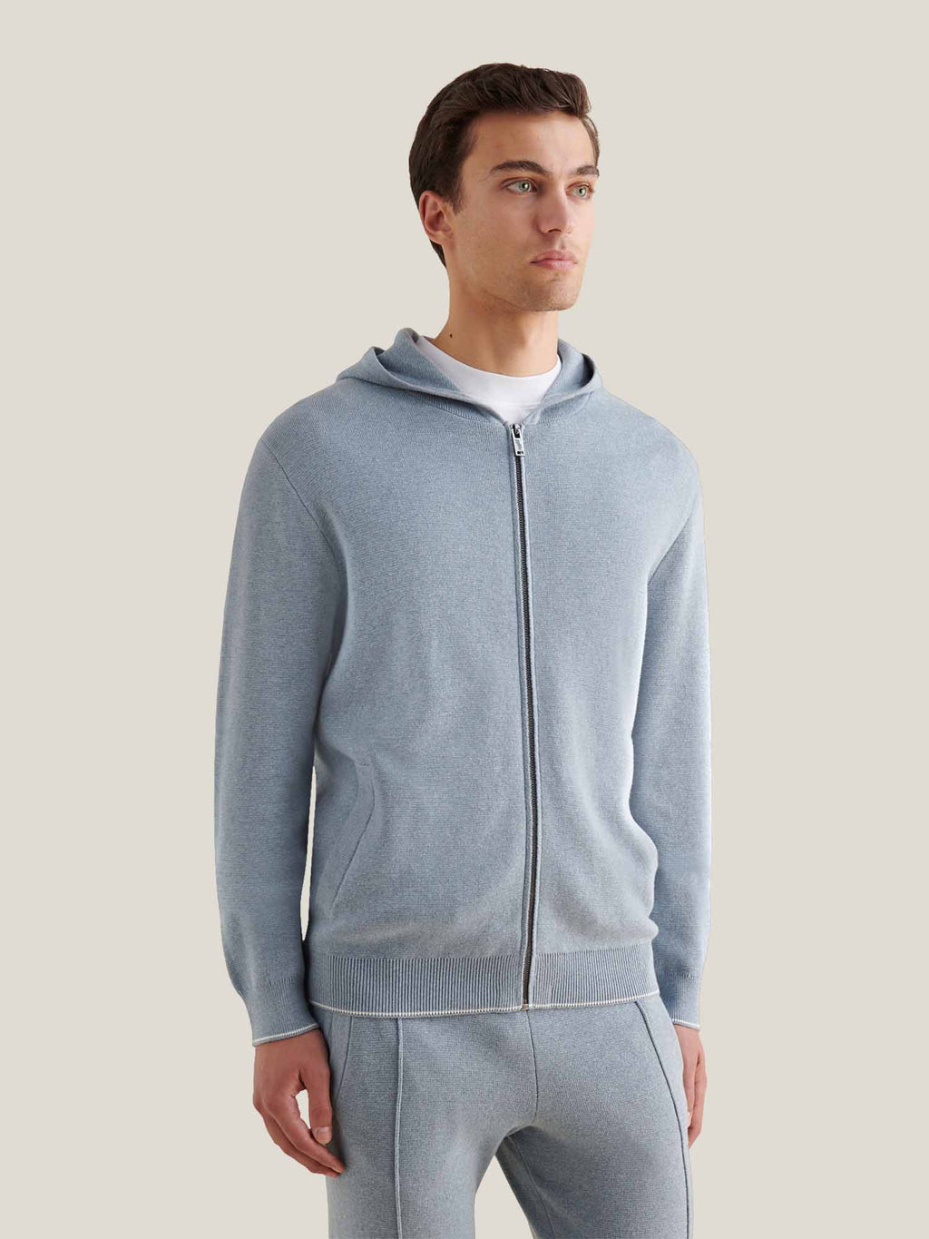 Knit Zip Hoodie Blue Blizzard - Comfortable Casual Wear for Everyday Use