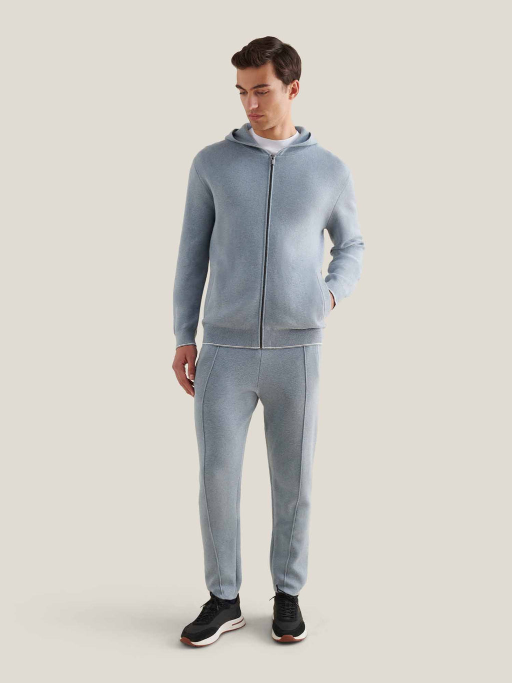 Knit Zip Hoodie Blue Blizzard - Comfortable Casual Wear for Everyday Use