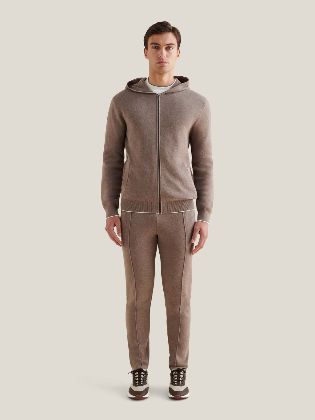 Knit Zip Hoodie in Iron - Comfortable Casual Wear for Men