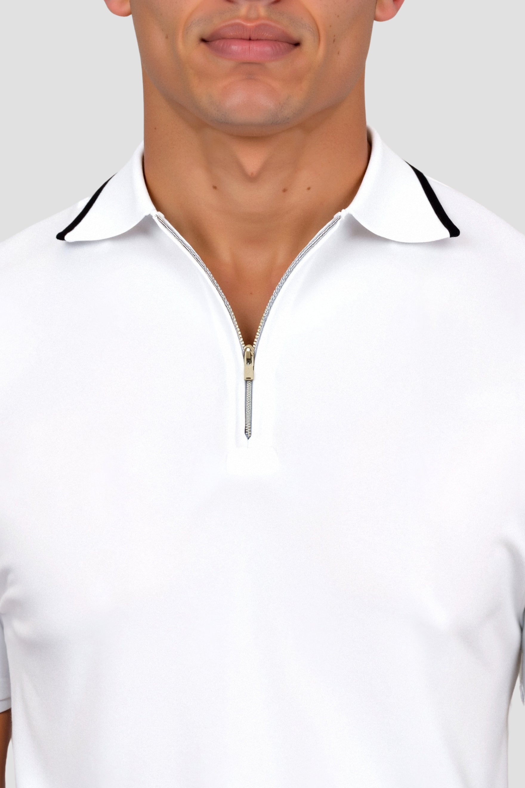 Knitted Quarter Zip Golf Polo Shirt for Men - Comfortable Performance Wear
