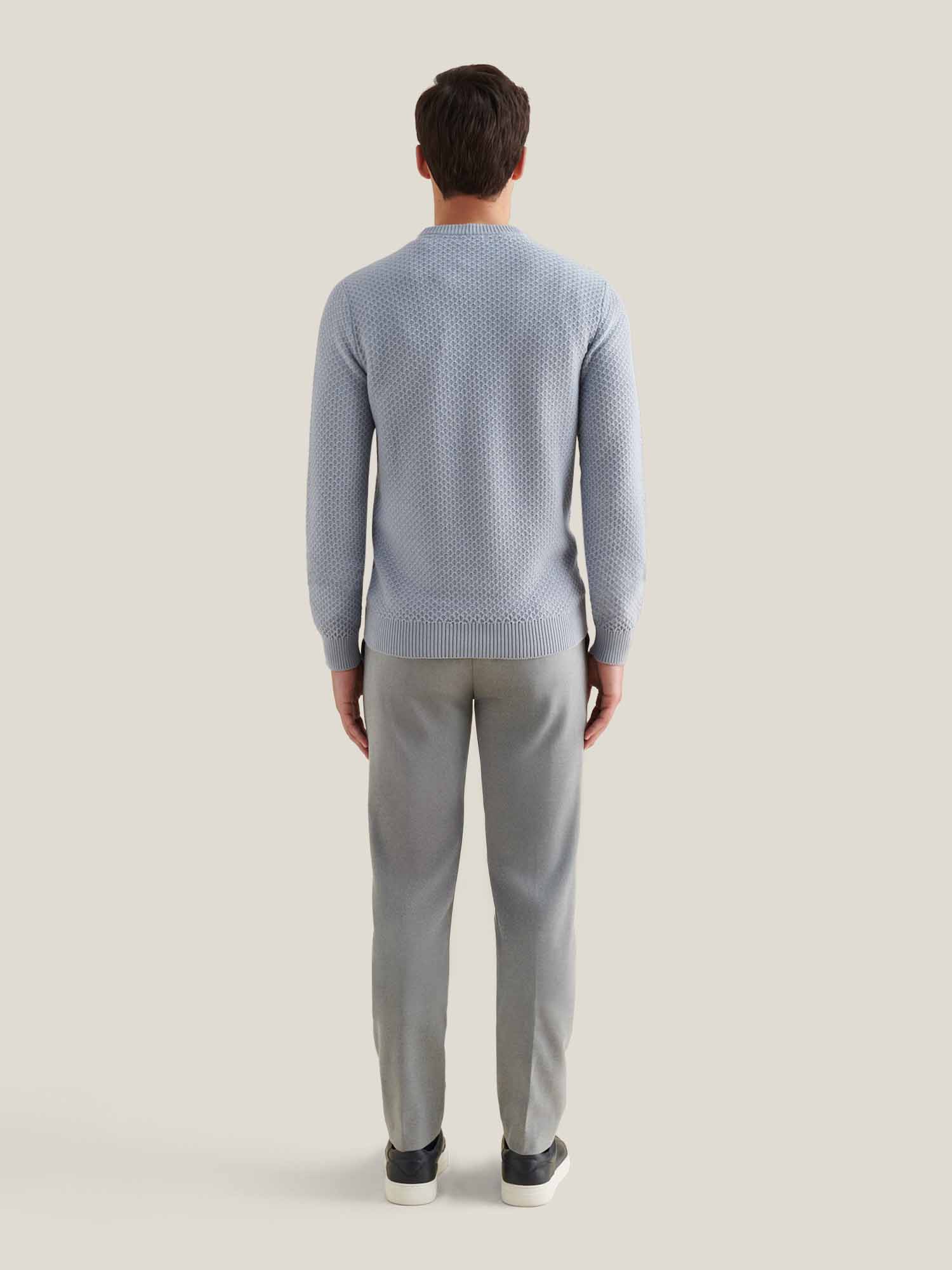 Light Grey Marl Flannel Drawstring Trousers for Casual Wear
