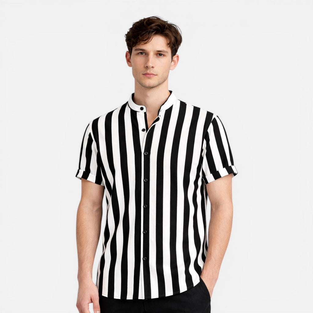 Lightweight Vertical Stripe Slim Fit Summer Shirt for Men