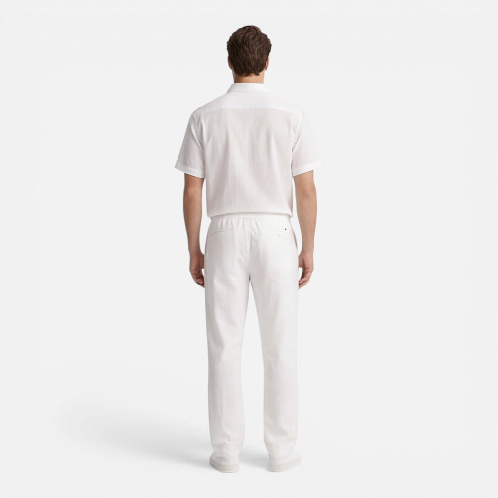 Men's Casual Short Sleeve Shirt and Pants Set - Lightweight Cotton Outfit