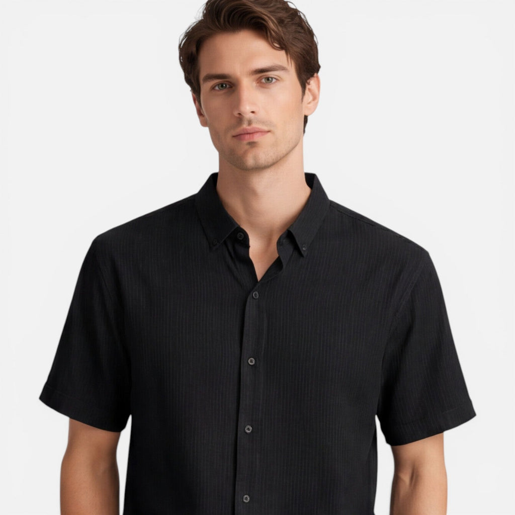 Men's Casual Short Sleeve Shirt and Pants Set - Lightweight Cotton Outfit