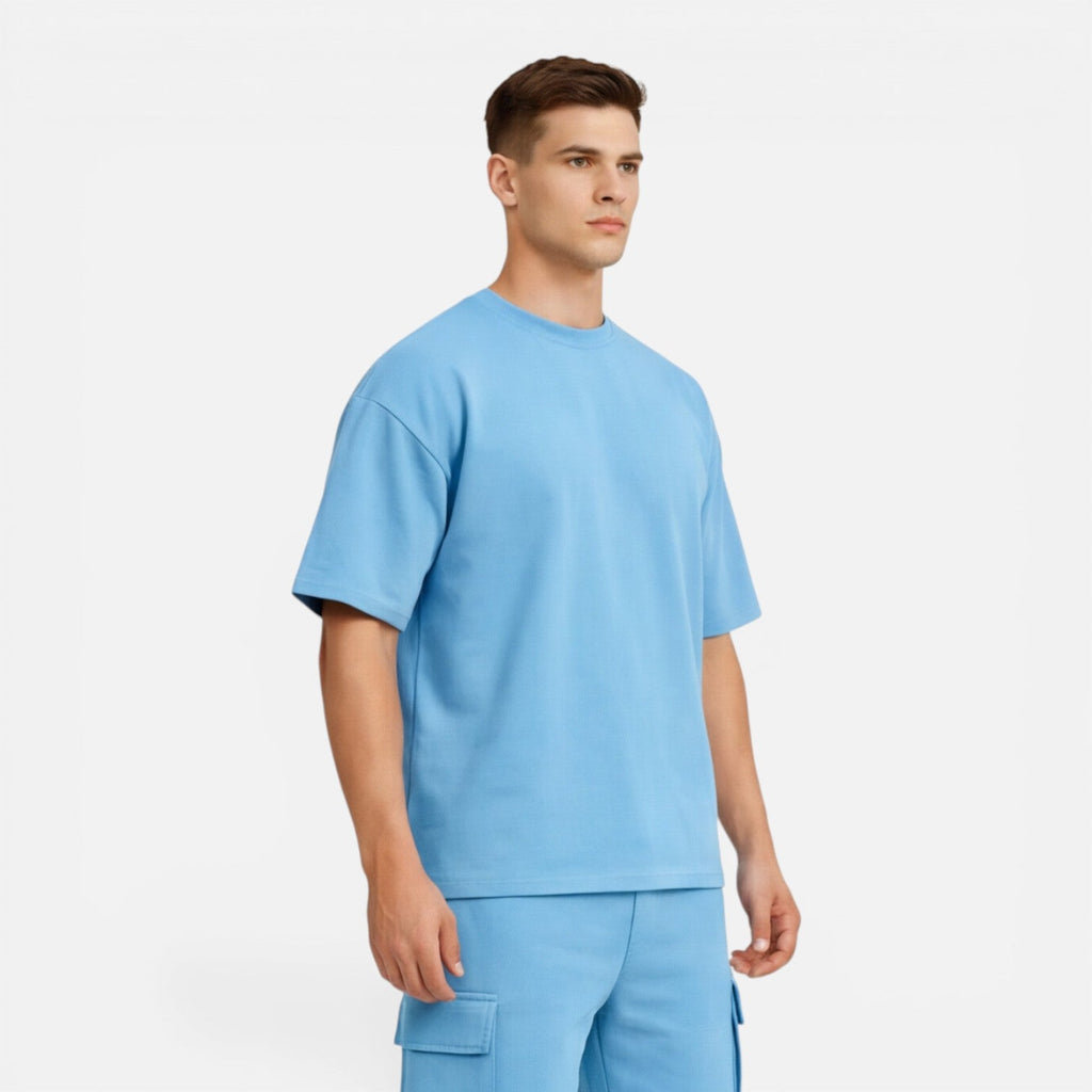 Men’s Casual Summer T-Shirt and Cargo Shorts Set - Comfortable Cotton Outfit