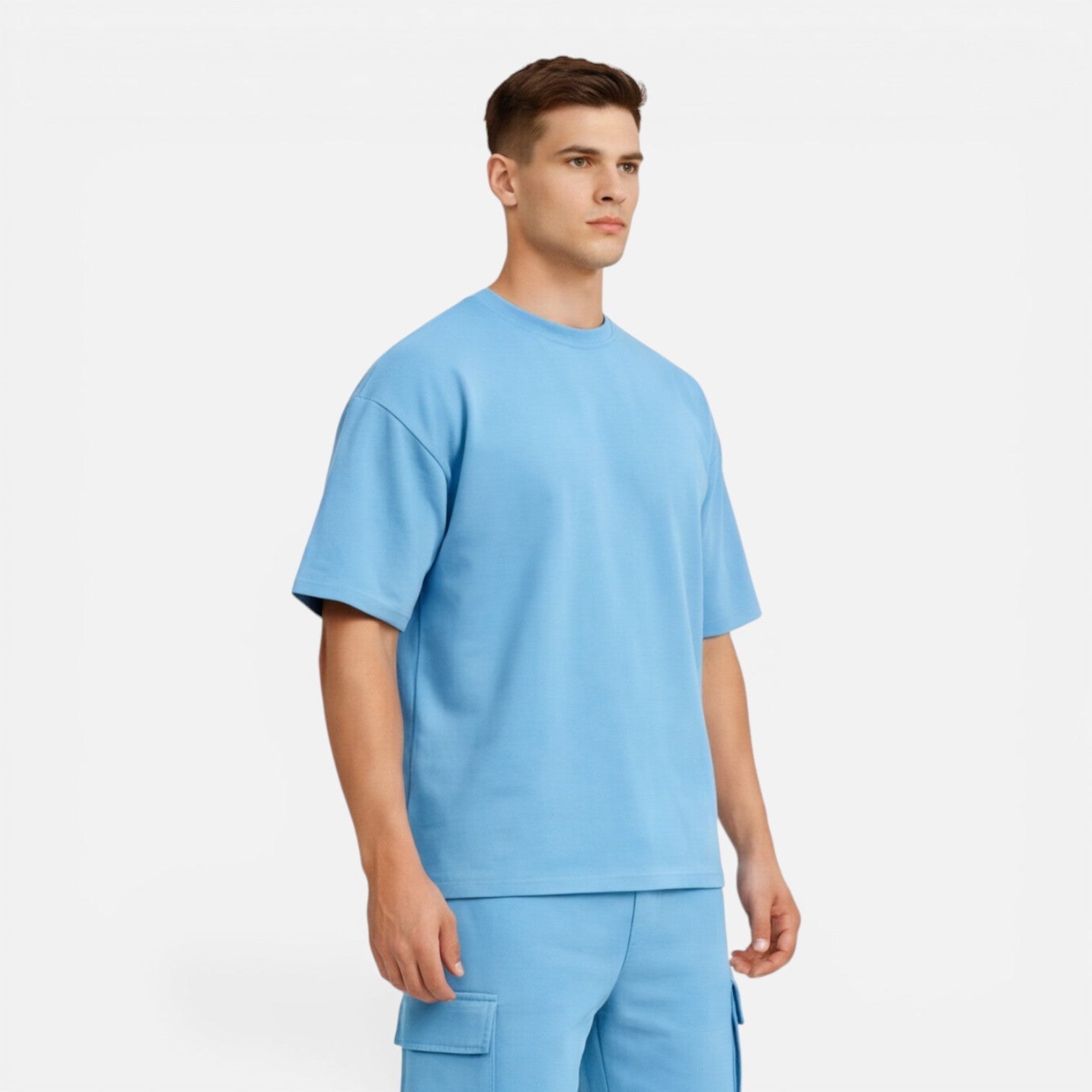 Men’s Casual Summer T-Shirt and Cargo Shorts Set - Comfortable Cotton Outfit