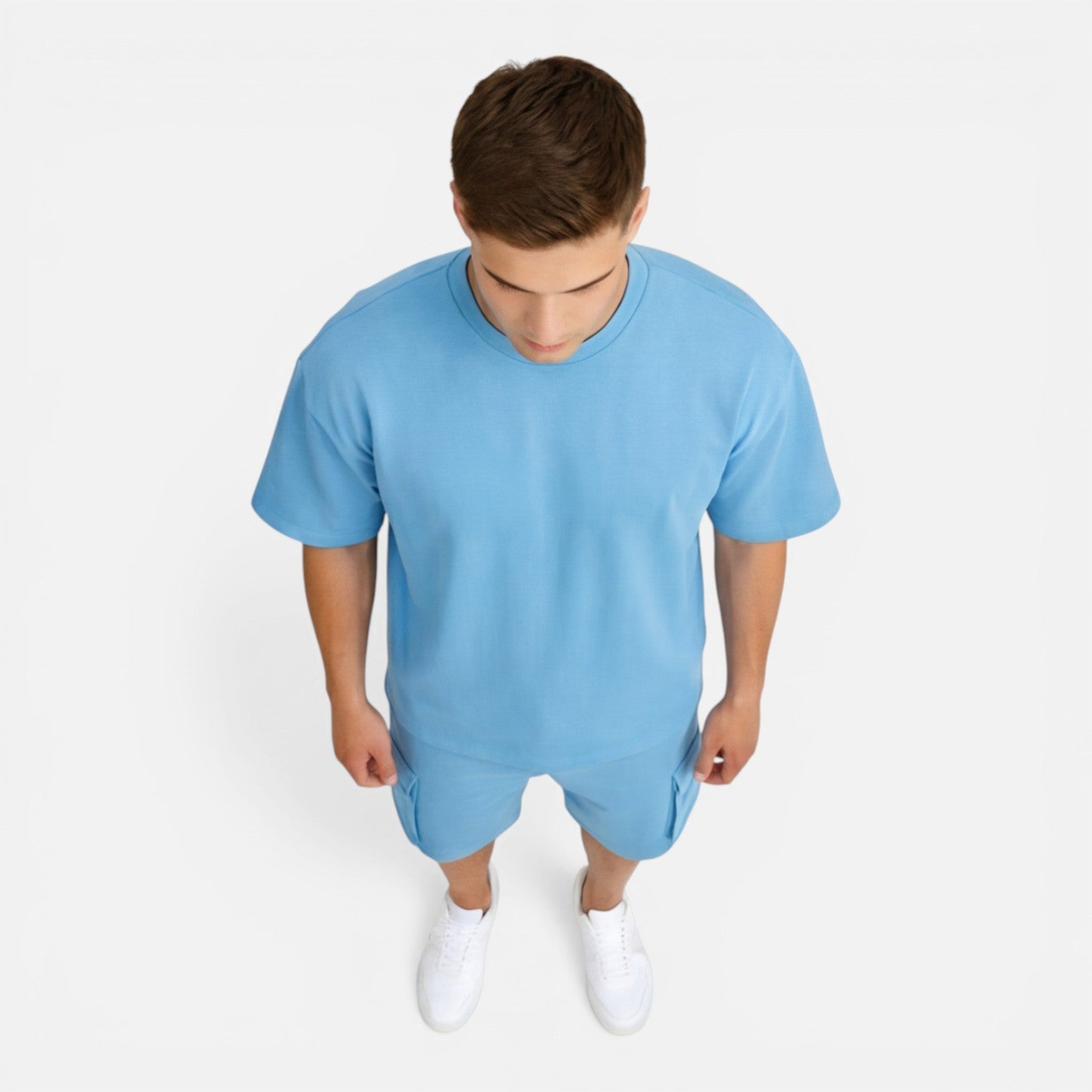 Men’s Casual Summer T-Shirt and Cargo Shorts Set - Comfortable Cotton Outfit