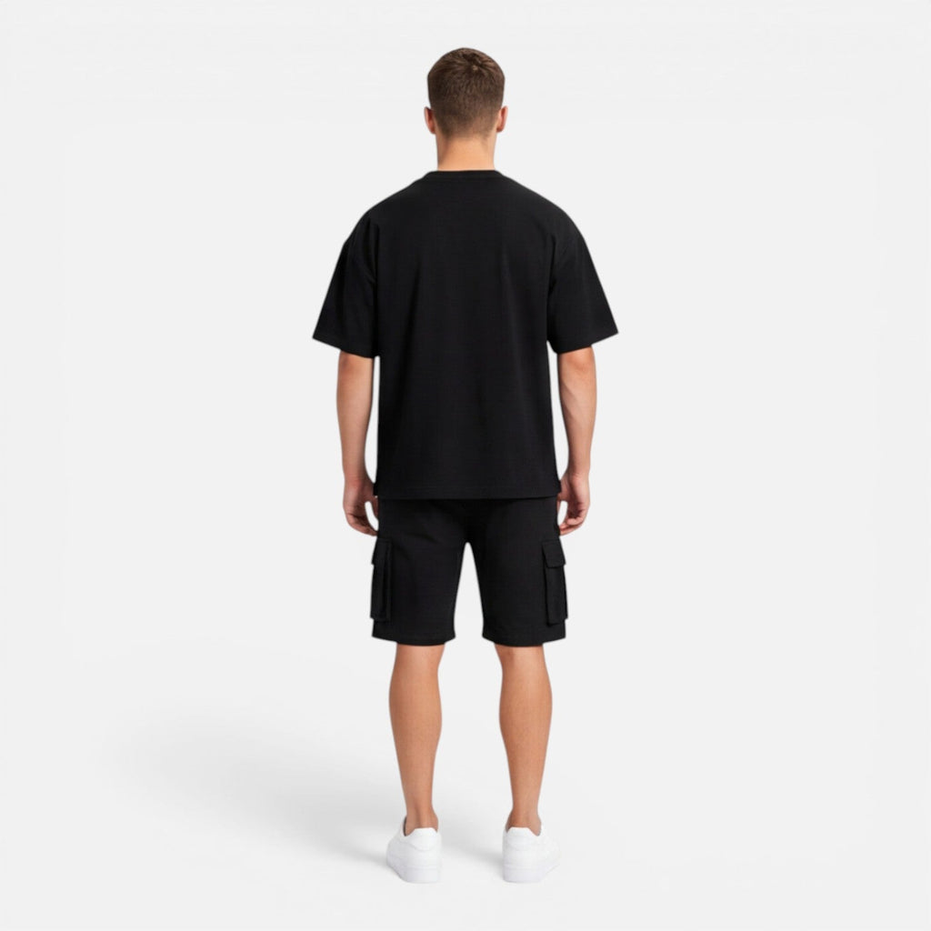 Men’s Casual Summer T-Shirt and Cargo Shorts Set - Comfortable Cotton Outfit