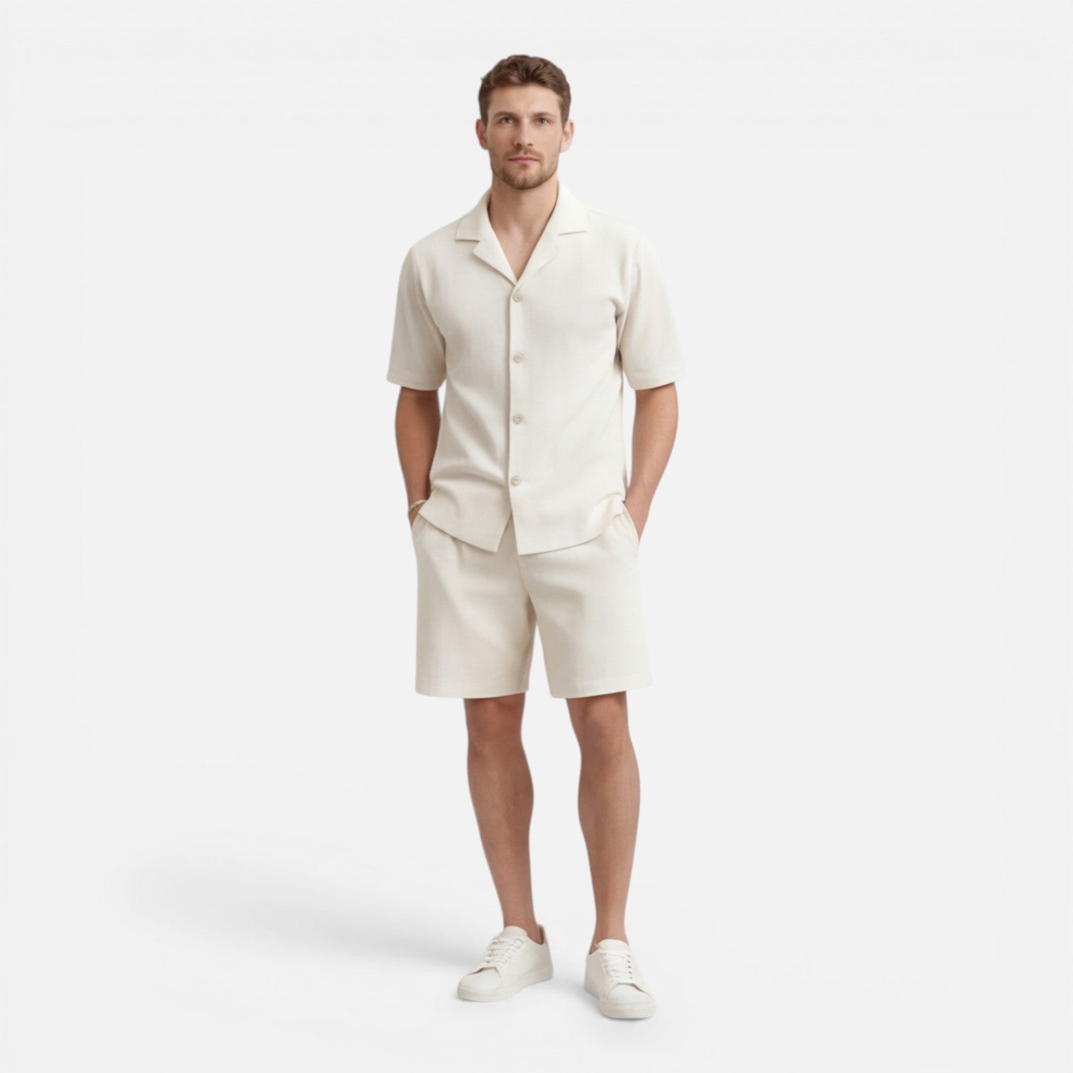 Men's Corduroy Shirt and Shorts Set | Casual Summer Outfit for Everyday Wear