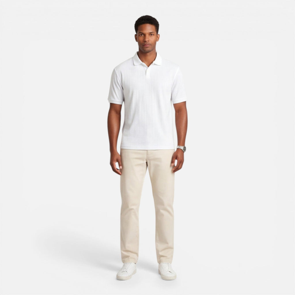 Men's Jacquard Knit Polo Shirt | Breathable Slim Fit Casual Wear