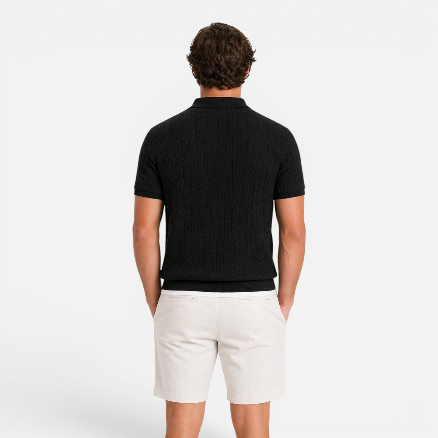 Men's Knit Polo Shirt | Textured Breathable Fabric | Regular Fit for Casual Wear