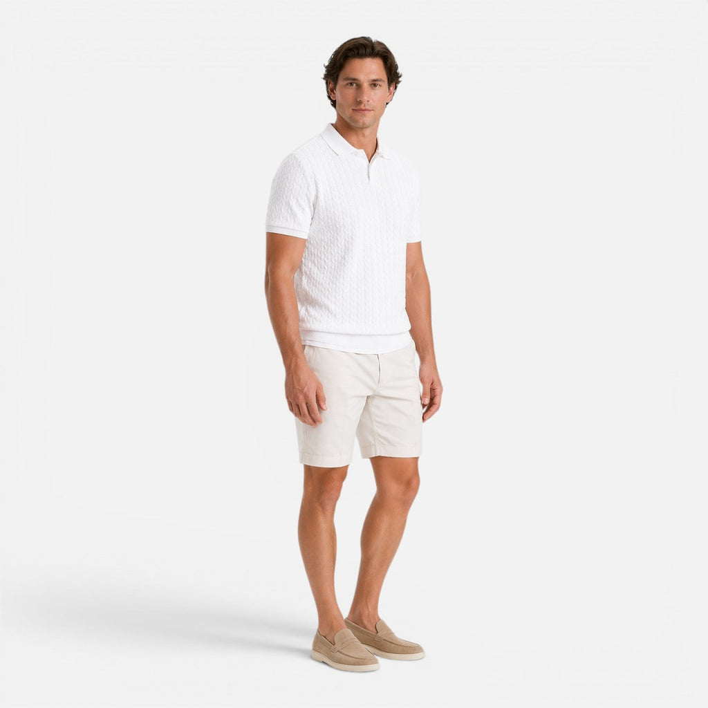 Men's Knit Polo Shirt | Textured Breathable Fabric | Regular Fit for Casual Wear