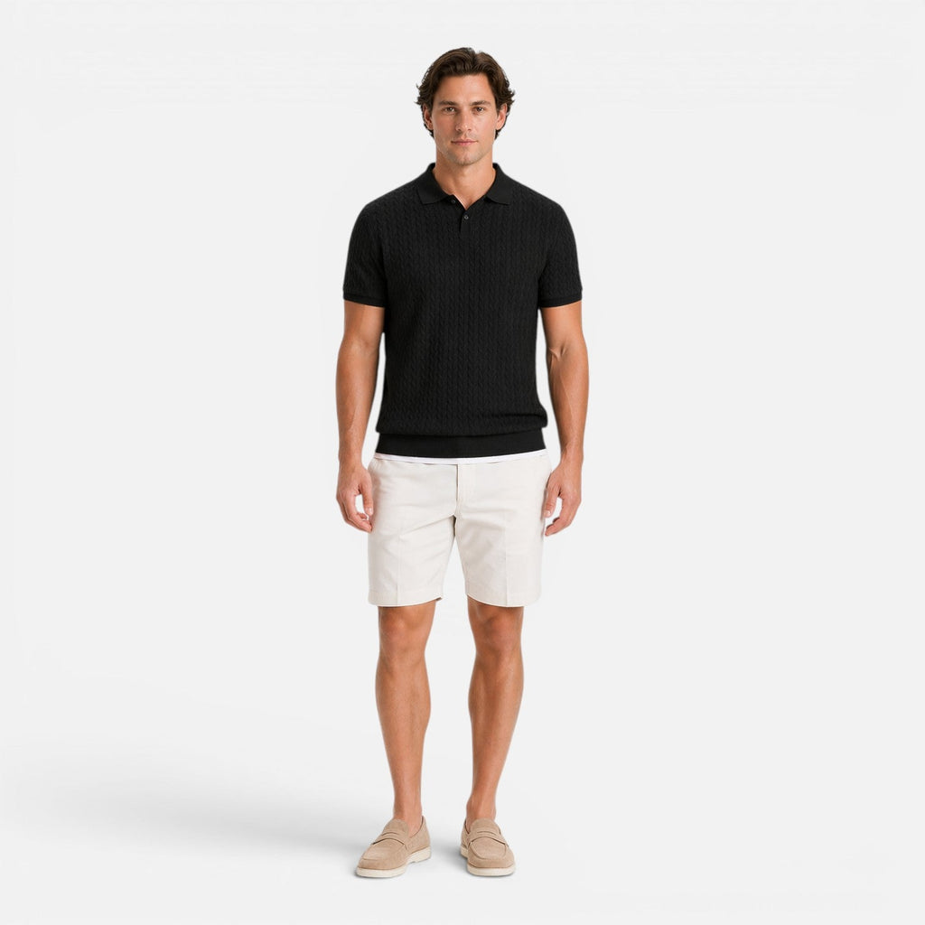 Men's Knit Polo Shirt | Textured Breathable Fabric | Regular Fit for Casual Wear
