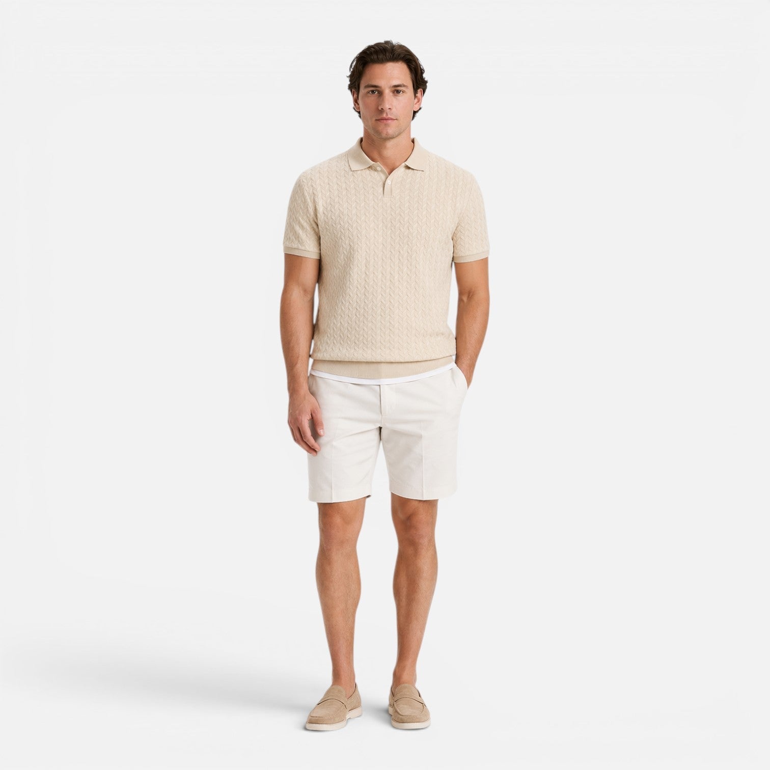 Men's Knit Polo Shirt | Textured Breathable Fabric | Regular Fit for Casual Wear