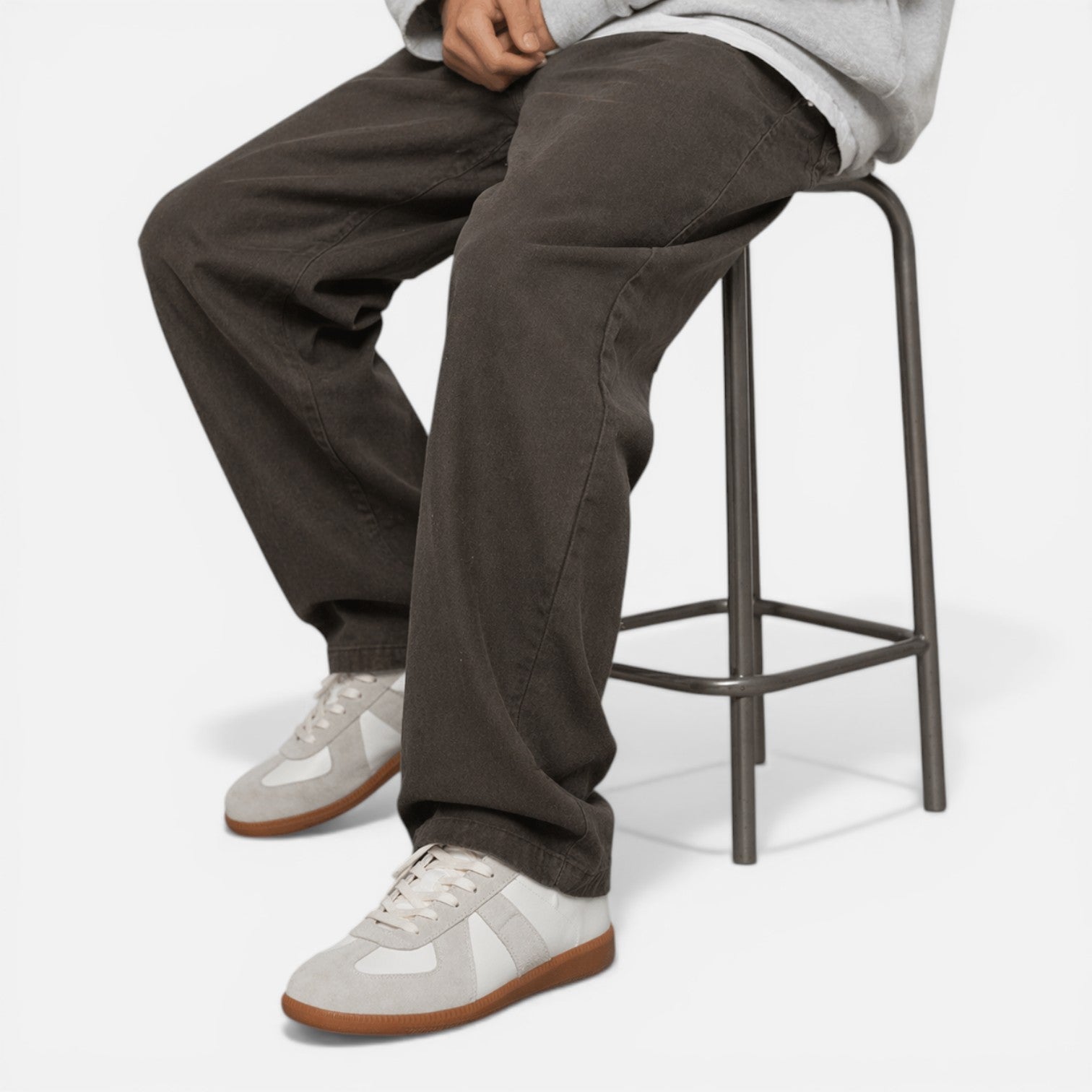 Men's Leather Lace-Up Low-Top Sneakers for Casual Wear
