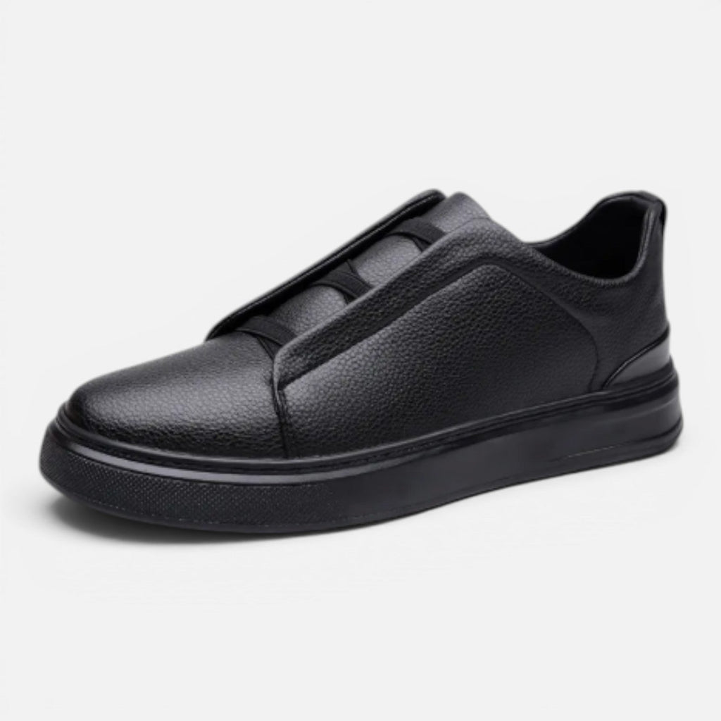 Men's Leather Sneakers with Elastic Laces | Non-Slip Comfortable Casual Shoes