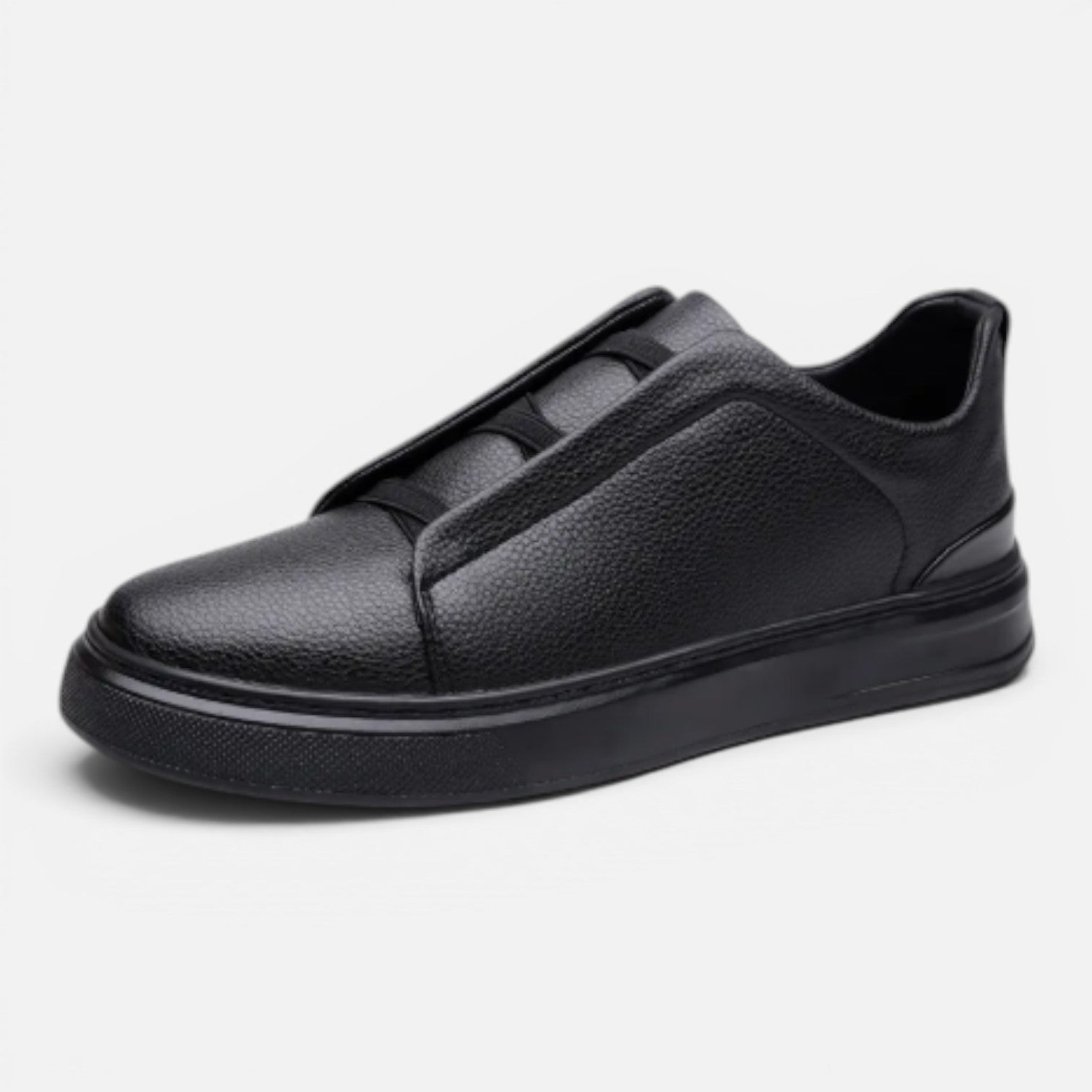 Men's Leather Sneakers with Elastic Laces | Non-Slip Comfortable Casual Shoes