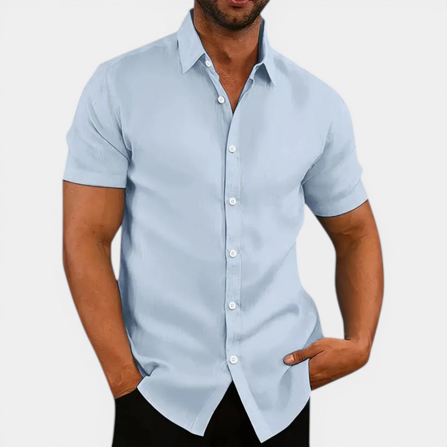 Men's Lightweight Breathable Short Sleeve Slim Fit Summer Shirt
