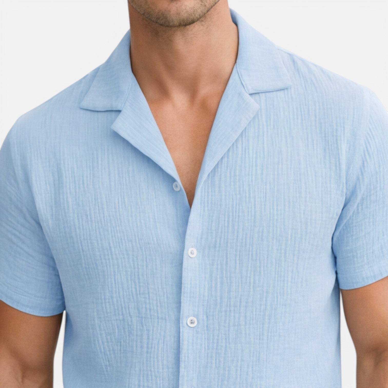 Men's Lightweight Linen Cotton Blend Short Sleeve Shirt - Breathable Casual Wear