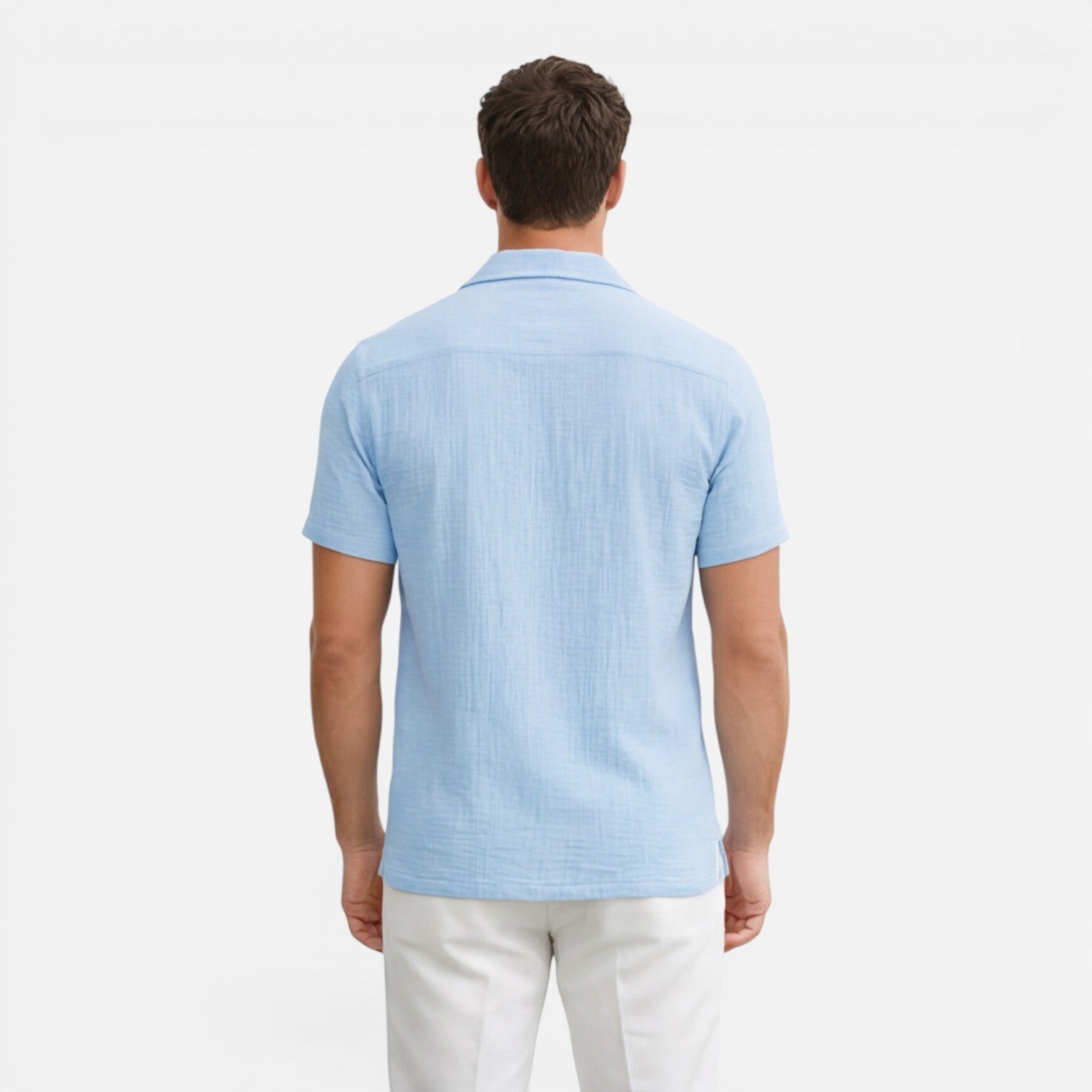 Men's Lightweight Linen Cotton Blend Short Sleeve Shirt - Breathable Casual Wear