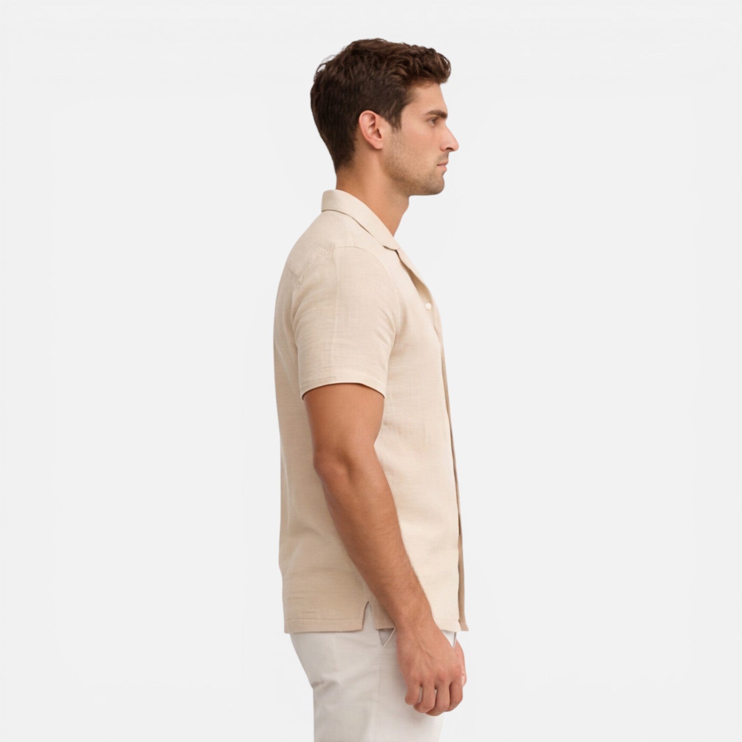 Men's Lightweight Linen Cotton Blend Short Sleeve Shirt - Breathable Casual Wear