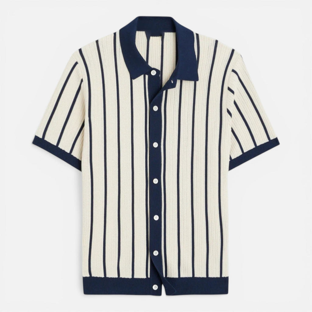 Men's Lightweight Striped Knit Polo Shirt | Classic Fit for Summer Wear