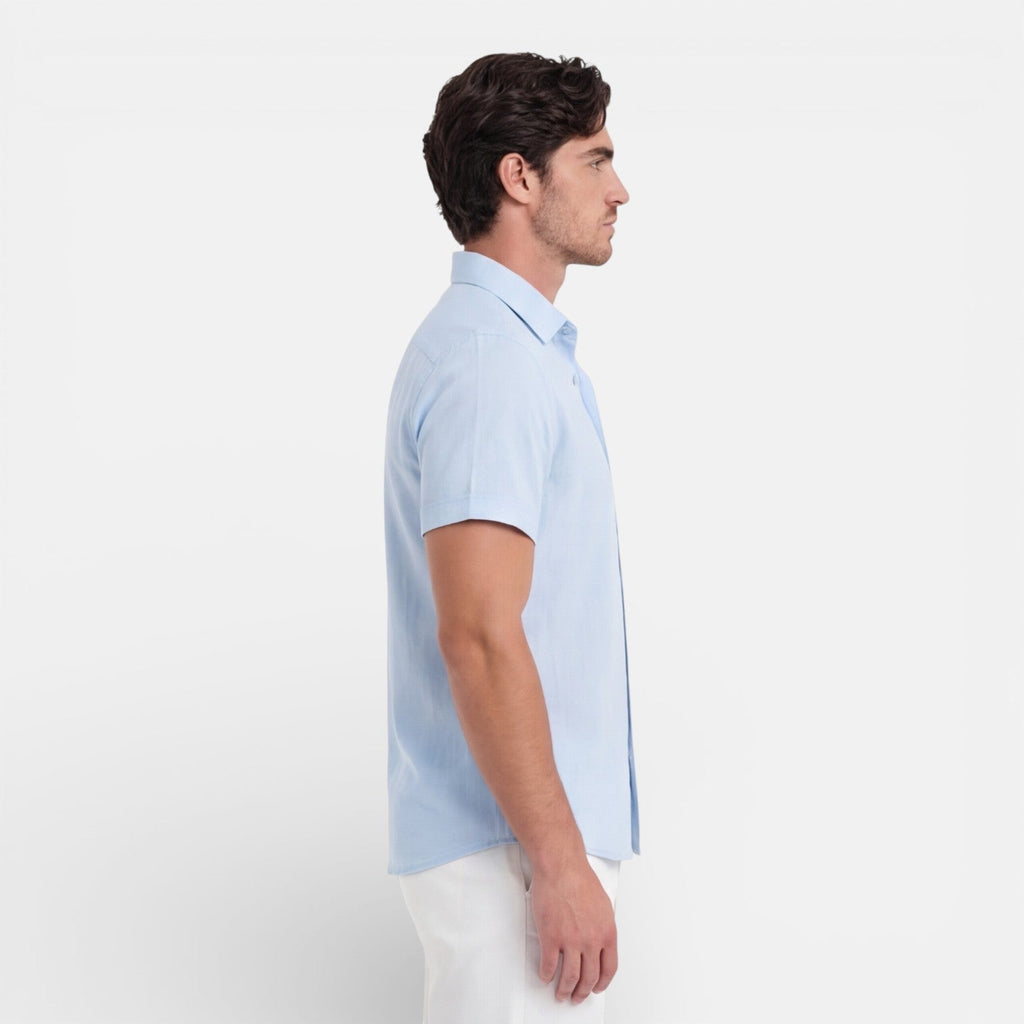 Men's Linen Cotton Blend Short Sleeve Shirt - Breathable Summer Wear