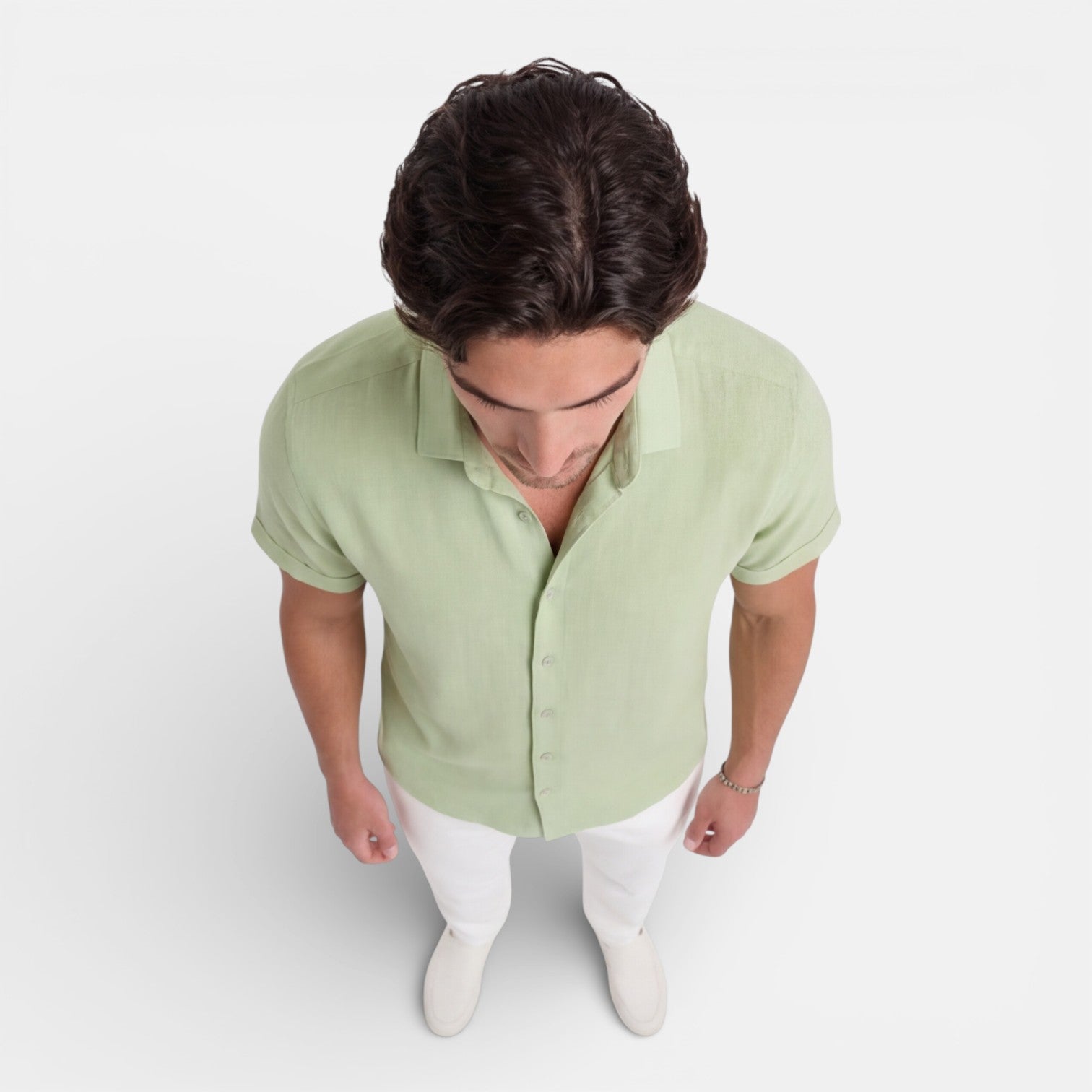 Men's Linen Cotton Blend Short Sleeve Shirt - Breathable Summer Wear