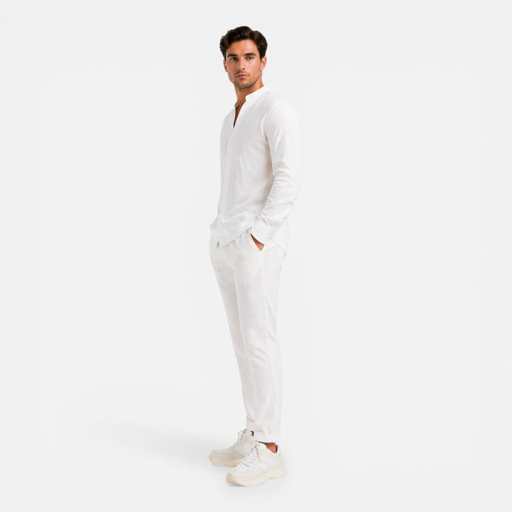 Men's Linen Relaxed Fit Shirt and Trouser Set for Casual Wear