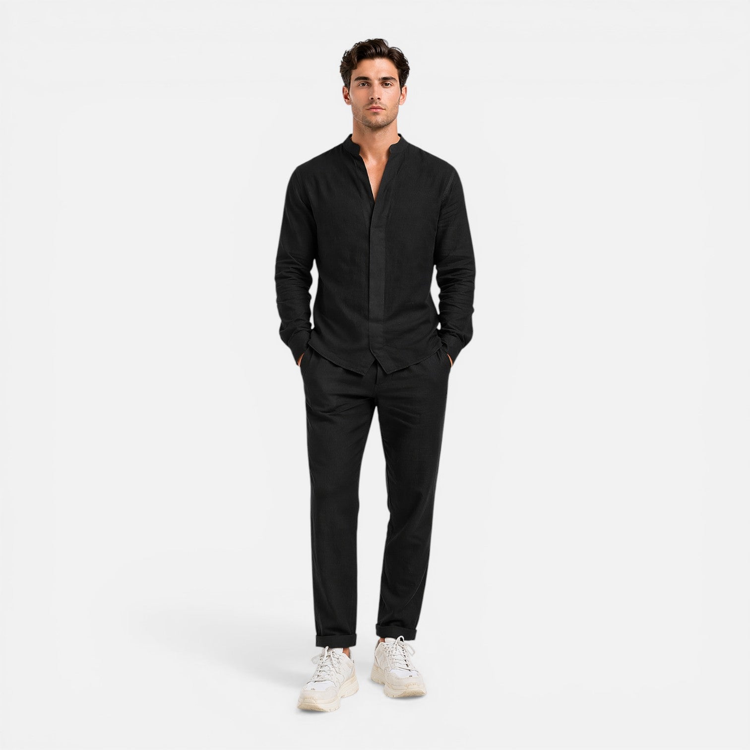 Men's Linen Relaxed Fit Shirt and Trouser Set for Casual Wear