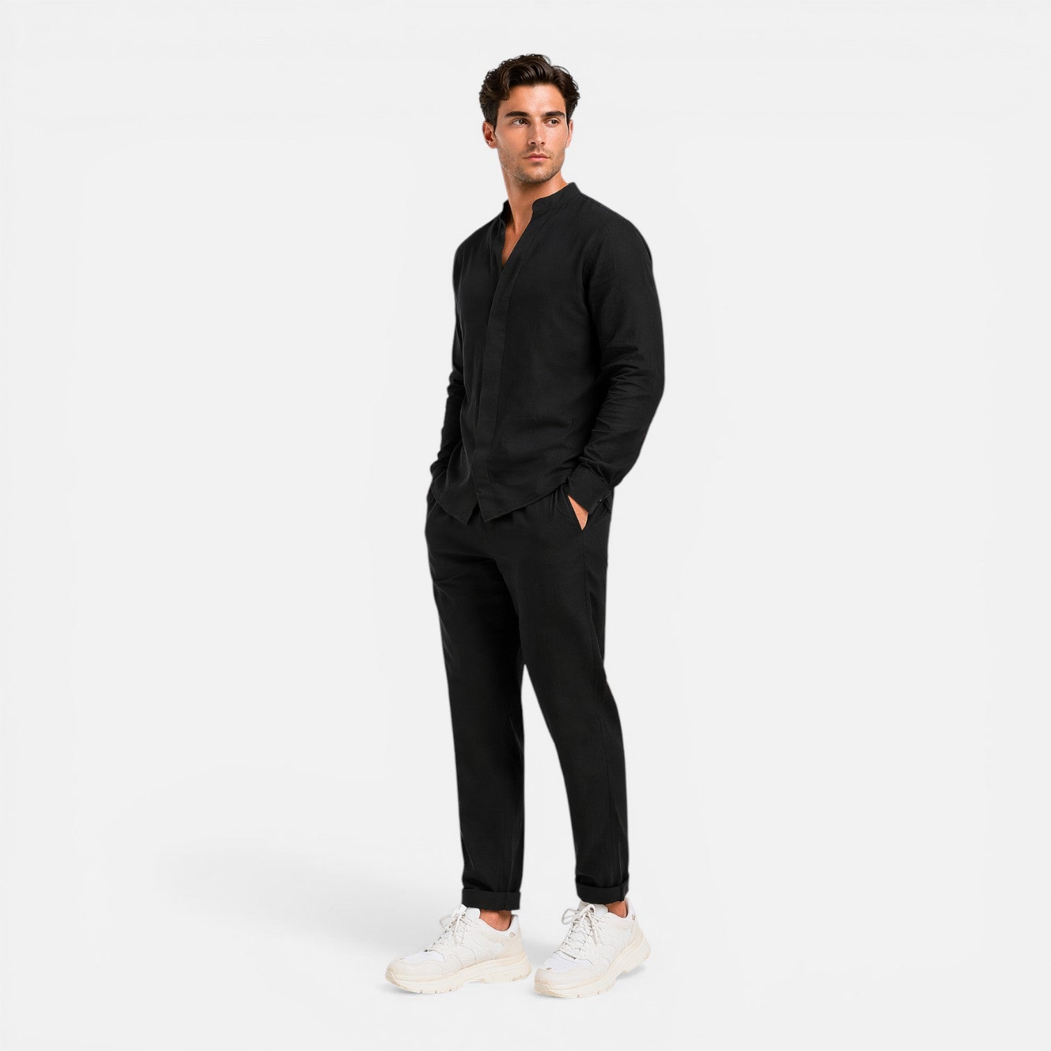 Men's Linen Relaxed Fit Shirt and Trouser Set for Casual Wear