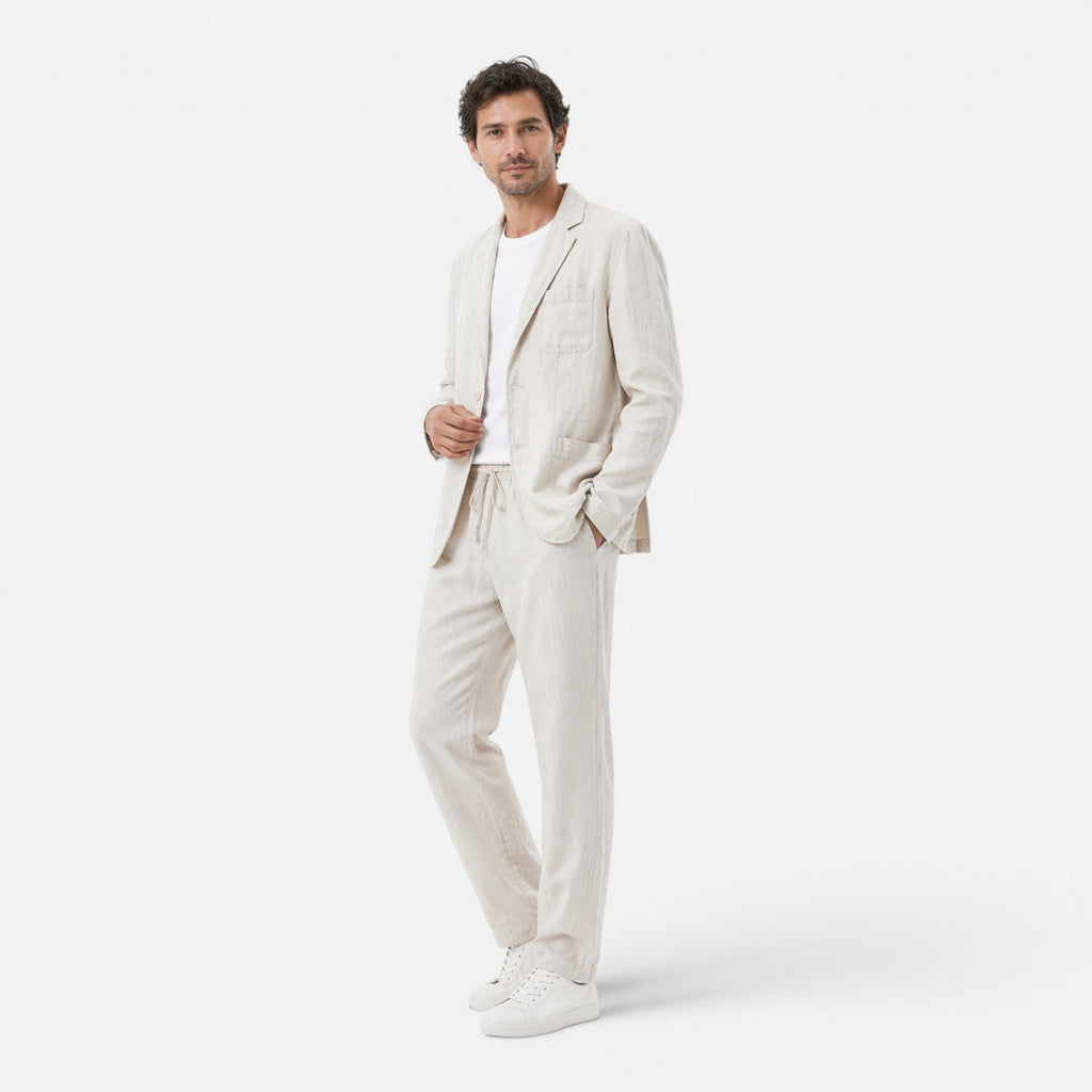 Men's Linen Suit Set - Lightweight Breathable Classic Fit for Summer Events