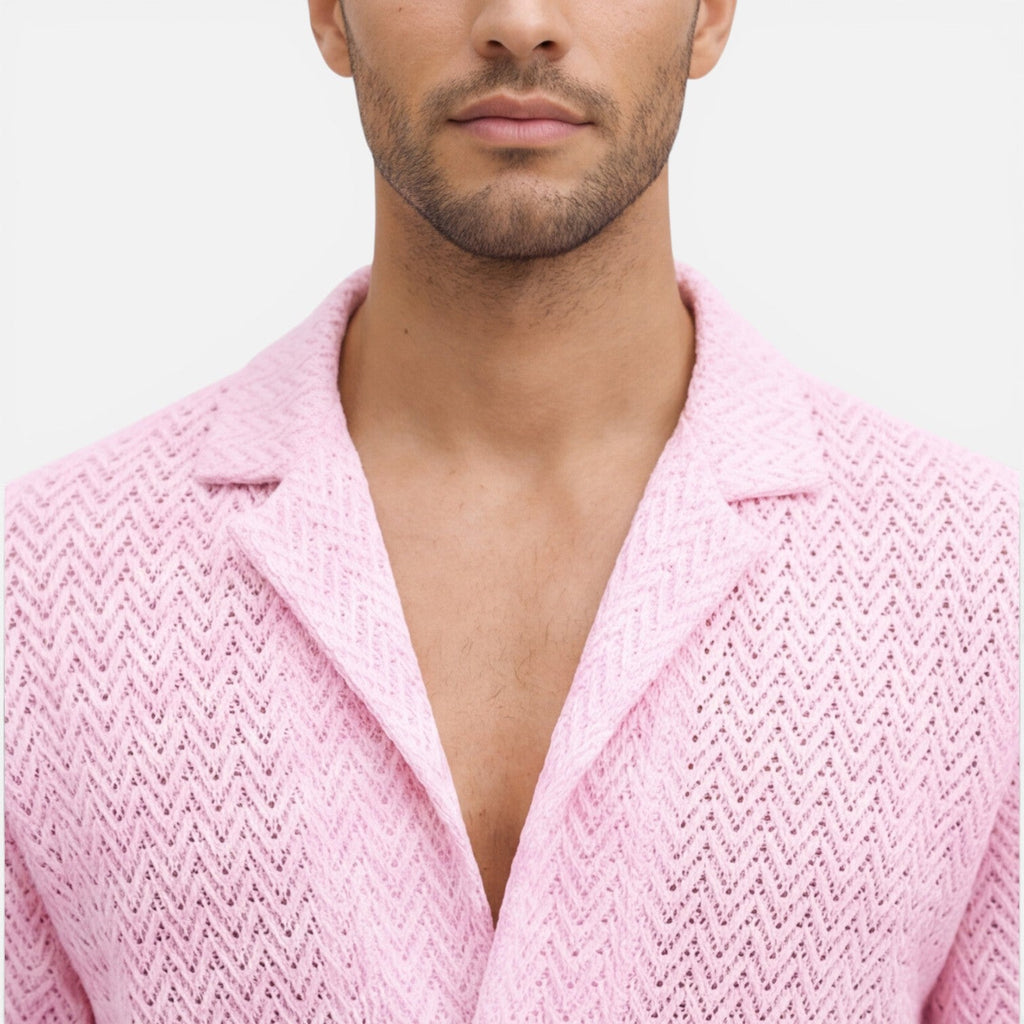 Men's Short Sleeve Knit Shirt | Breathable Summer Button-Up Top
