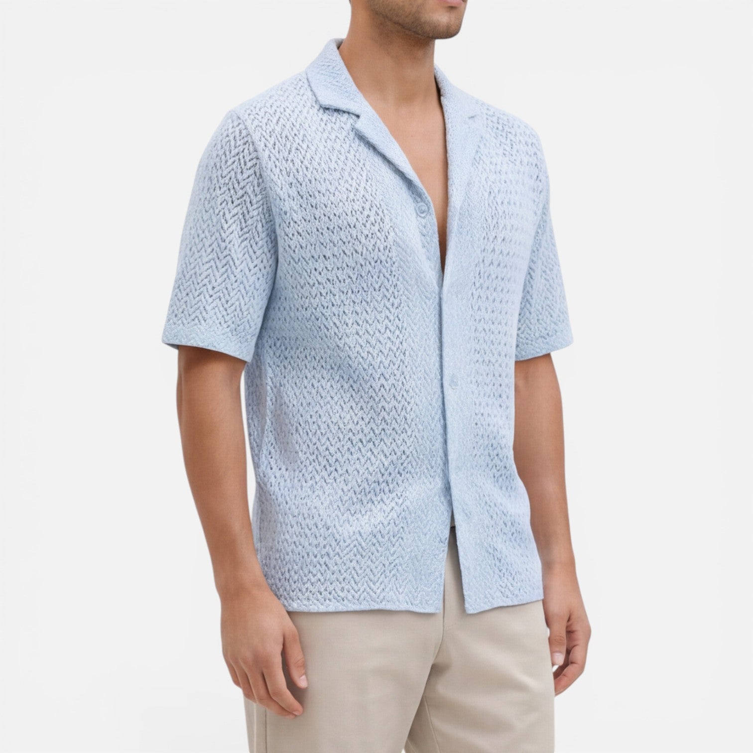 Men's Short Sleeve Knit Shirt | Breathable Summer Button-Up Top