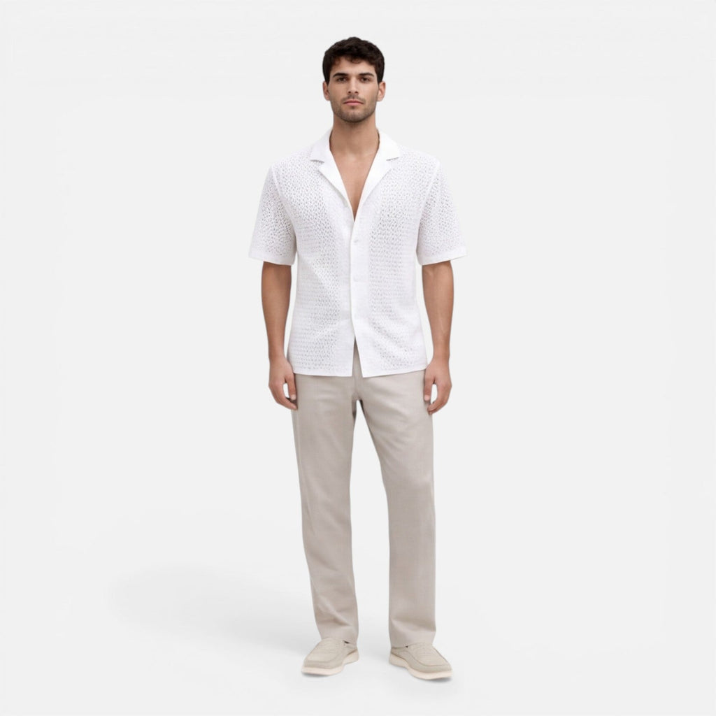 Men's Short Sleeve Knit Shirt | Breathable Summer Button-Up Top