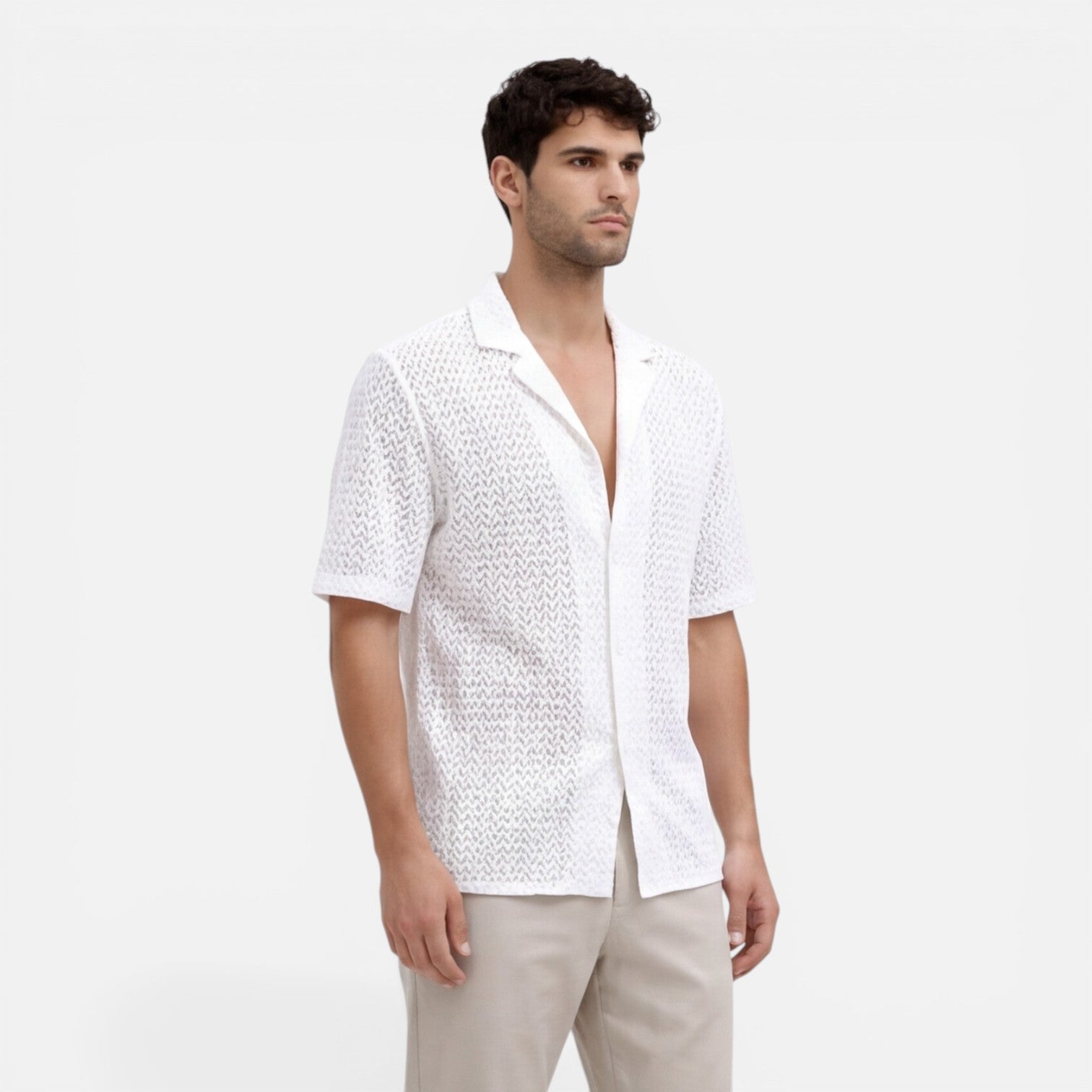 Men's Short Sleeve Knit Shirt | Breathable Summer Button-Up Top