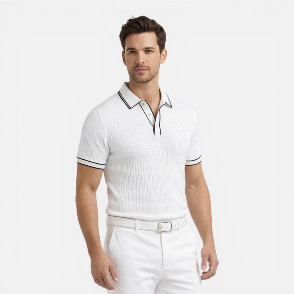 Men's Slim Fit Knit Polo Shirt | Breathable Summer Classic for Casual Wear