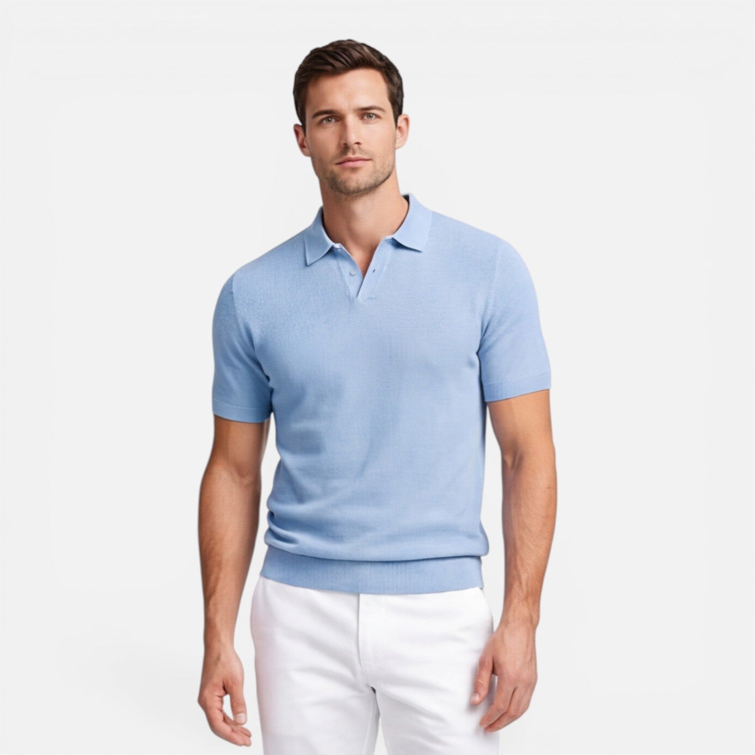 Men's Slim Fit Knit Polo Shirt | Lightweight Breathable Casual Wear