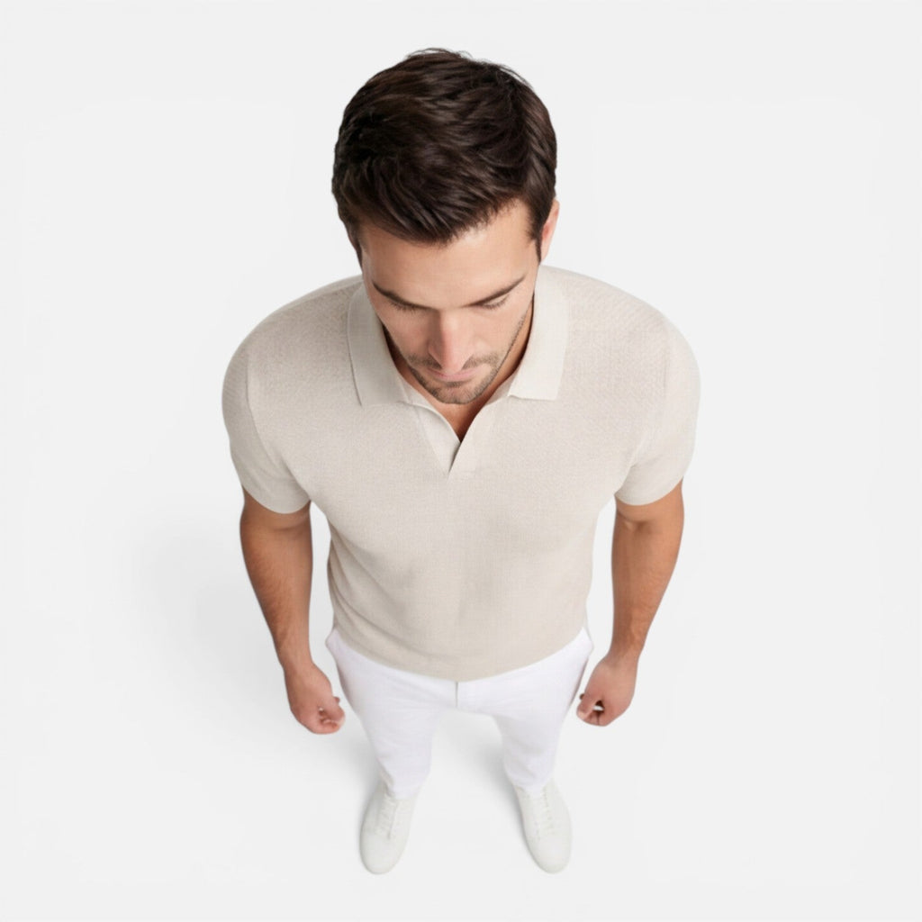Men's Slim Fit Knit Polo Shirt | Lightweight Breathable Casual Wear