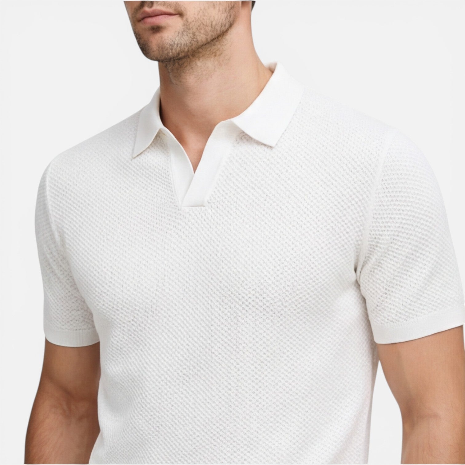 Men's Slim Fit Knit Polo Shirt | Lightweight Breathable Casual Wear
