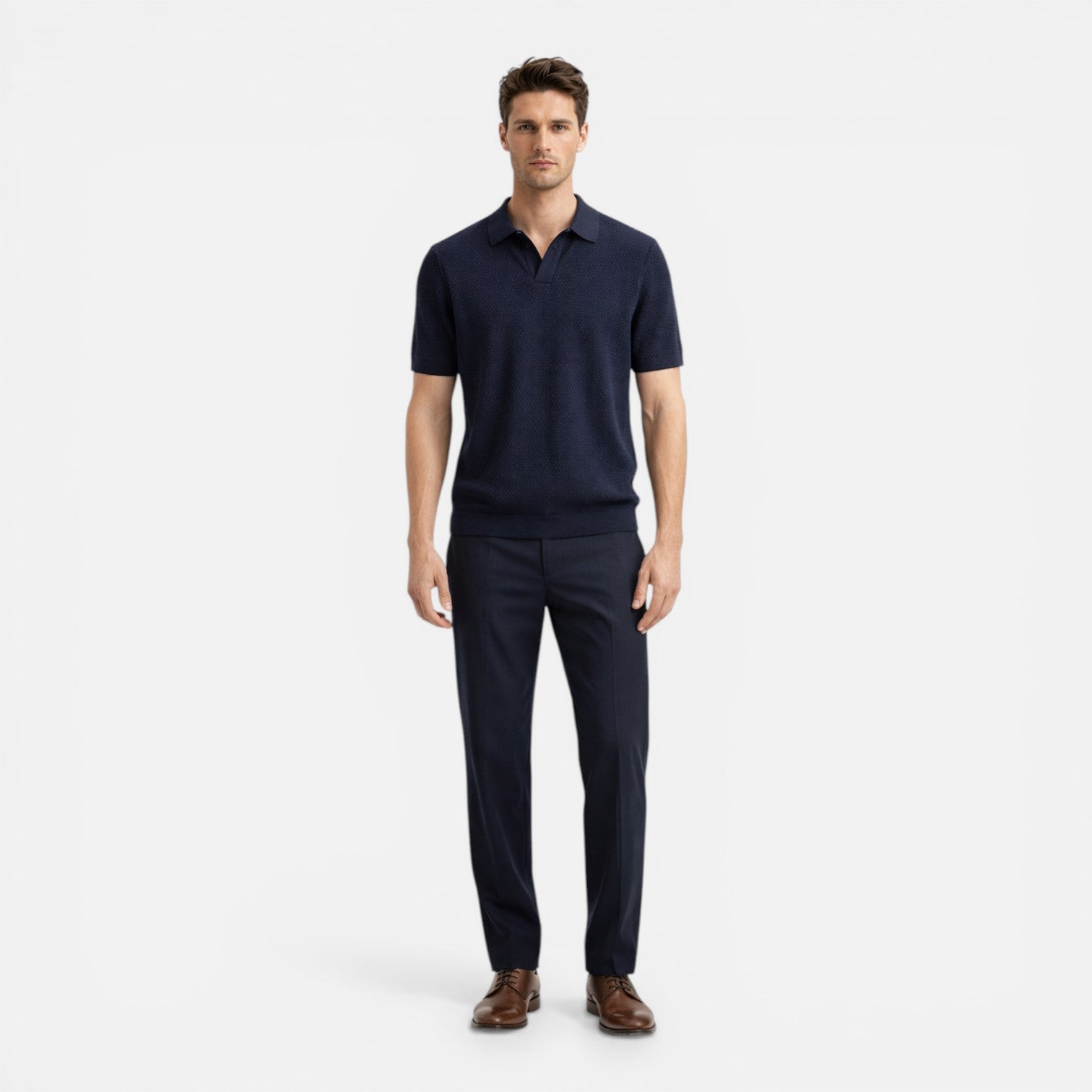 Men's Slim Fit Knitted Polo Shirt - Breathable Cotton - Classic Casual Wear