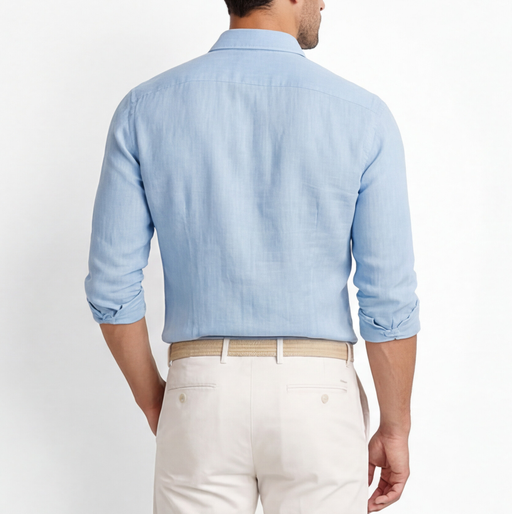 Men's Slim Fit Linen Cotton Blend Button Down Shirt - Breathable Casual Wear